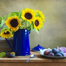 Nice sunflowers, Still, nature, plums