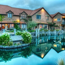 Nelson, New Zeland, River, Town, Houses