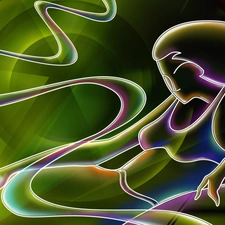 neon, Women, streaks