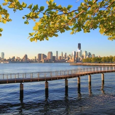 River, bridge, New York, Hudson