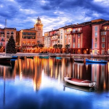 Boats, Town, night, Orlando