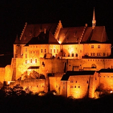 night, Luxembourg, Castle