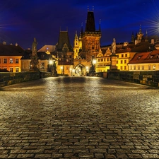 Prague, Town, Night, Czech Republic
