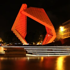 fountain, Poznań, Night, freedom