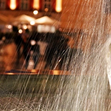 Night, water, fountain