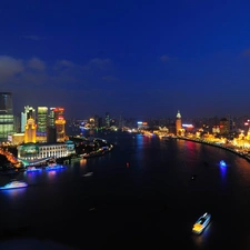 Night, Szanghaj, River