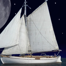 moon, sailing vessel, Night