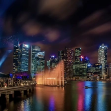 night, Singapur, Town