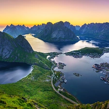 Mountains, Norwegian Sea, Norway, Lofoten