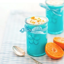 dessert, Glass, orange, Blue