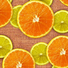 orange, slices, Lemon