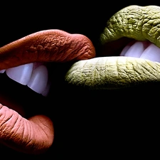 green ones, lips, Orange