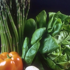 Orange, pepper, salads, asparagus, Leaf