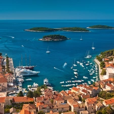 panorama, Islands, Adriatic, Hvar, Coartia