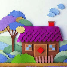 Home, Bush, Papier Art, trees