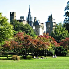 Castle, wales, Park, Cardiff