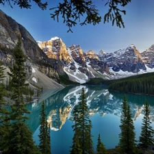 National Park Banf, Canada, Mountains, forest, lake