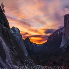 forest, Yosemite National Park, State of California, The United States, Great Sunsets, Mountains