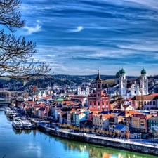 Passau, Germany, panorama, town, River