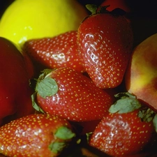 strawberries, Apple, peach, Red