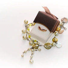 ring, beads, Pearl, box
