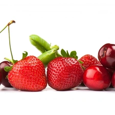 cherries, Green, peas, strawberries