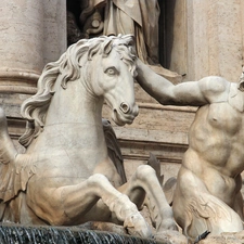 di trevi, statues, Pegasus, Rome