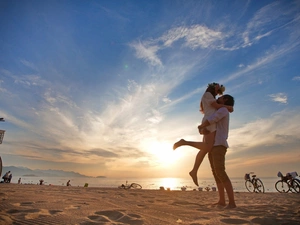 Bikes, Steam, sea, Beaches, Love, People, clouds