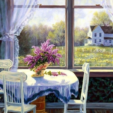 Window, Flowers, picture, Table