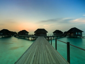 pier, sea, Houses