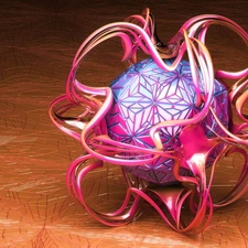 ribbons, 3D, surrounded, pink, Orb