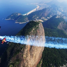 town, coast, plane, Brazil, Ports, rocks