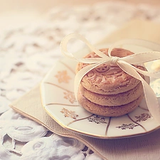 plate, Cookies, ribbon