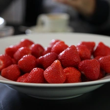 strawberries, plate