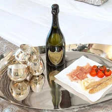 composition, glasses, plateau, Champagne