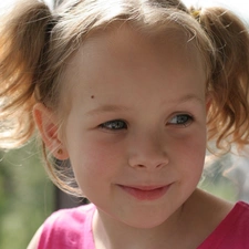 girl, Smile, ponytail, playful