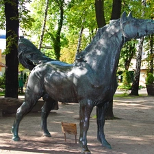 sculpture, old Zoo, Poznań, Horse