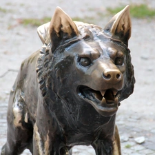 Wolf, old Zoo, Poznań, sculpture