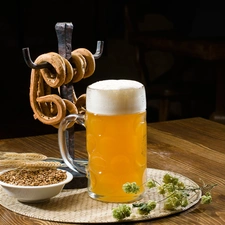 corn, Beer, pretzels, hop