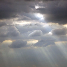 Przebijające, rays, Sky, clouds, cloudy