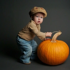 boy, pumpkin