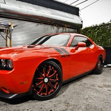 R/T, Dodge, Big, wheels, Orange, Challenger