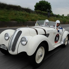 White, BMW, rally, vintage