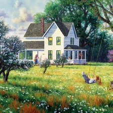 house, Swing, Randy Van Beek, Garden