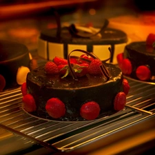 Cakes, Chocolate, raspberries, glaze