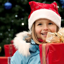 red hot, Hat, Smile, gifts, girl