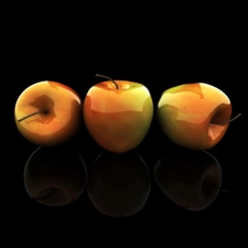 reflection, Three, apples