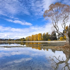 reflection, lake, Coast