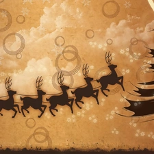 Christmas, sleigh, reindeer, Santa