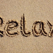 RELAX, text, Sand